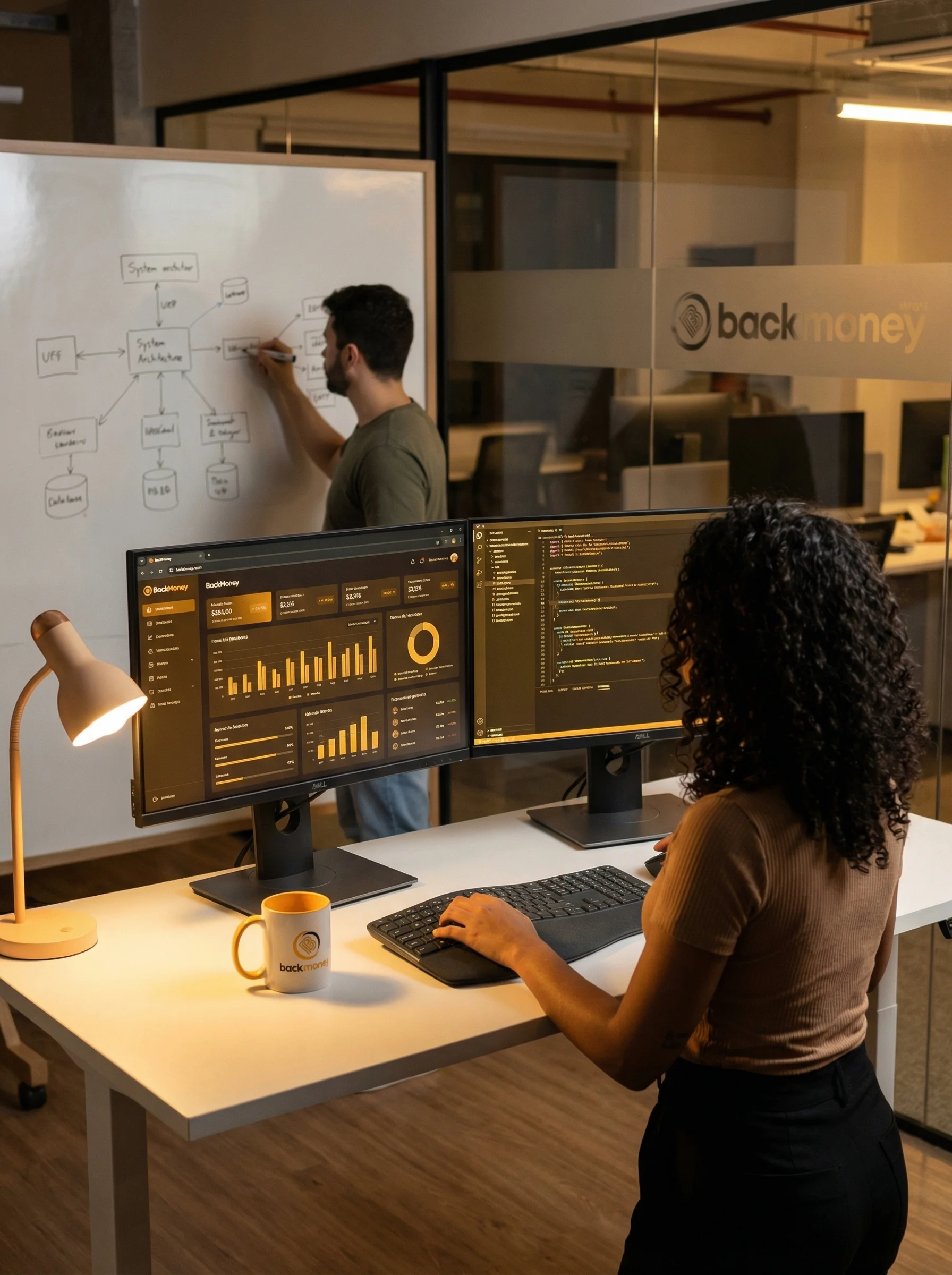 Desenvolvedora BackMoney trabalhando em dashboard de dados